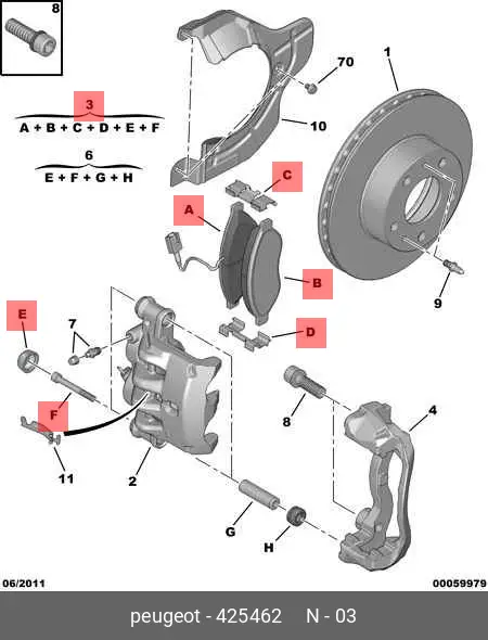 PEUGEOT 4254.62 BRAKE PADS