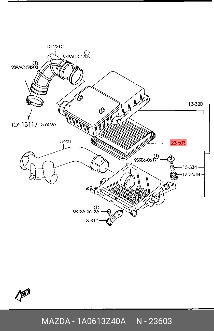 MAZDA 1A06-13-Z40A AIR FILTER