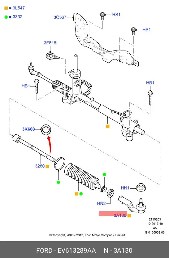 FORD EV61-3289-AA TIE ROD END