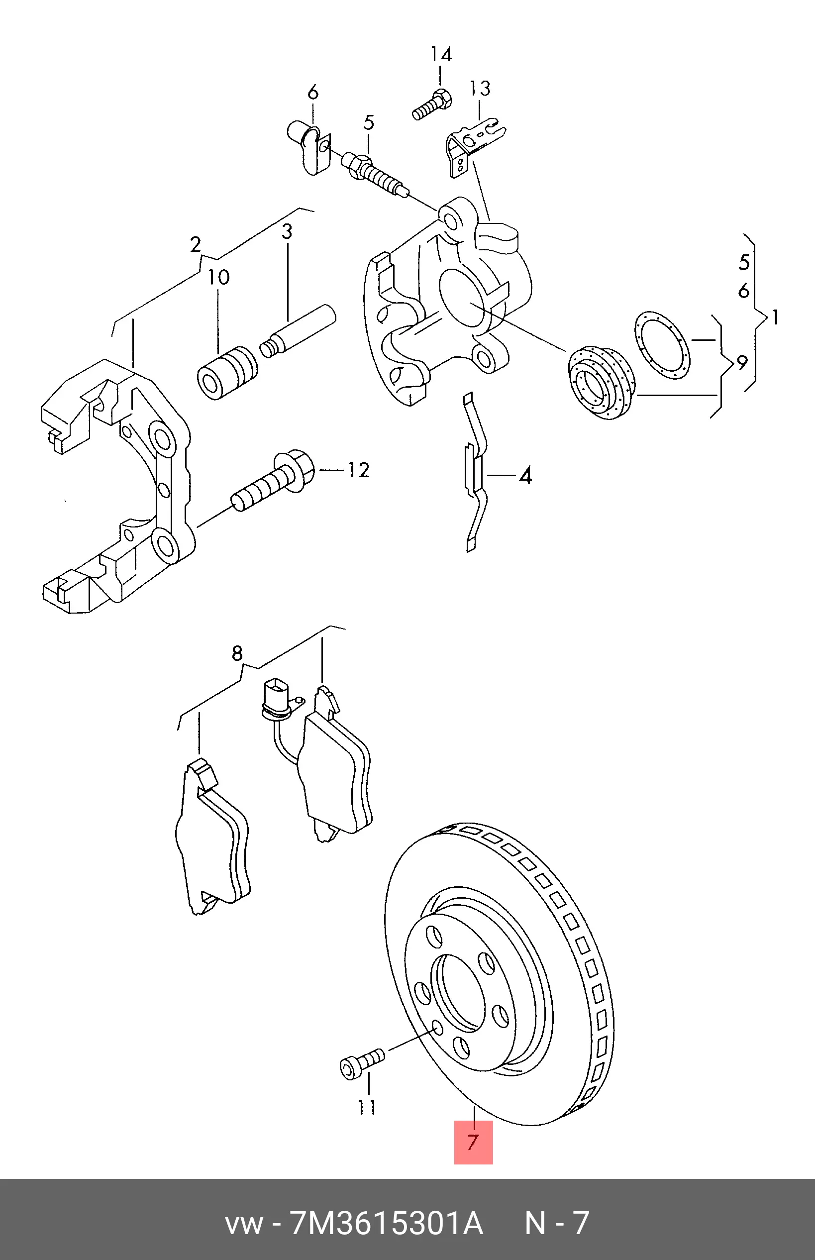 VOLKSWAGEN 7M3615301A ROTOR DISC
