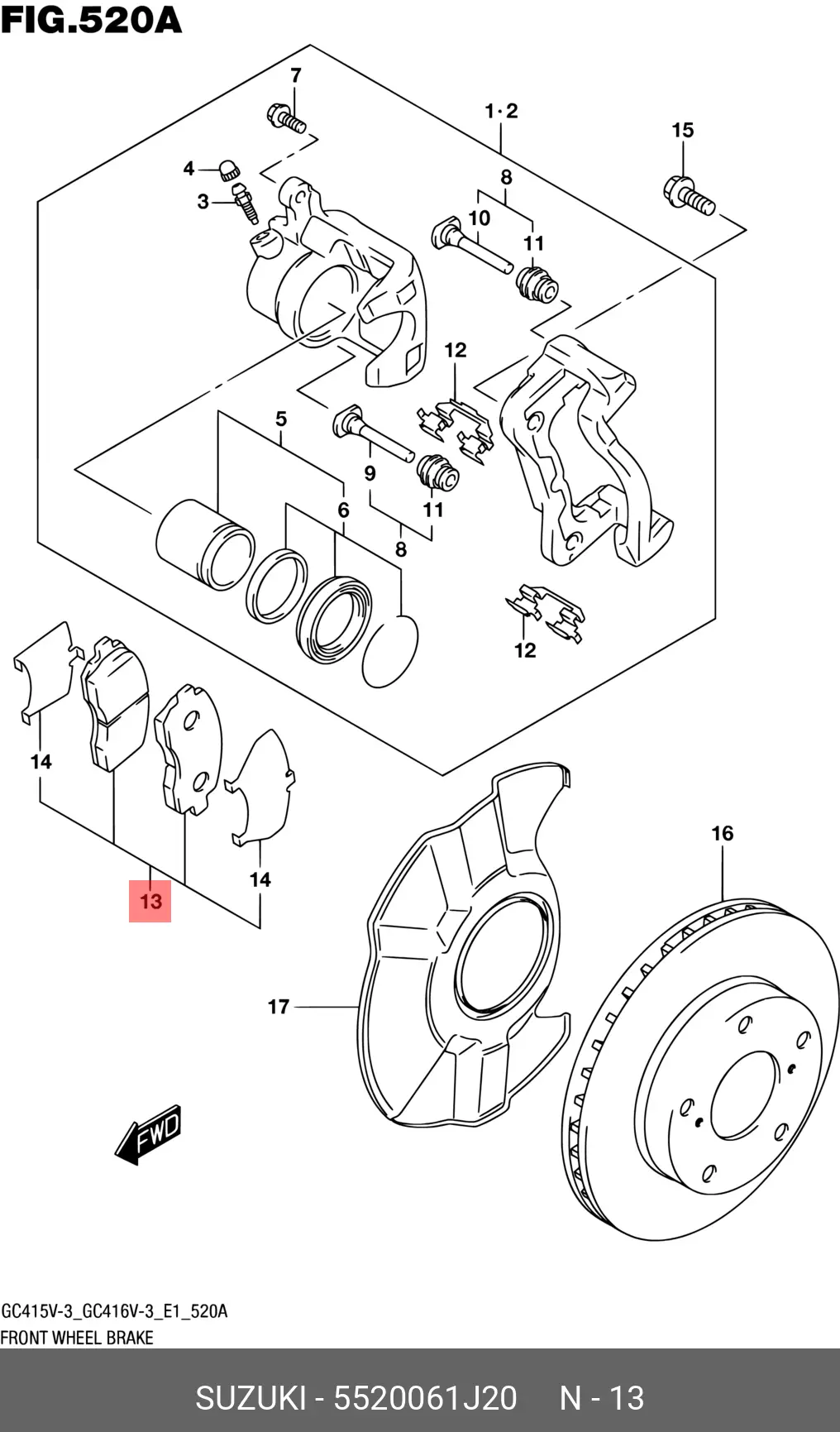 SUZUKI 55200-61J20 BRAKE PADS