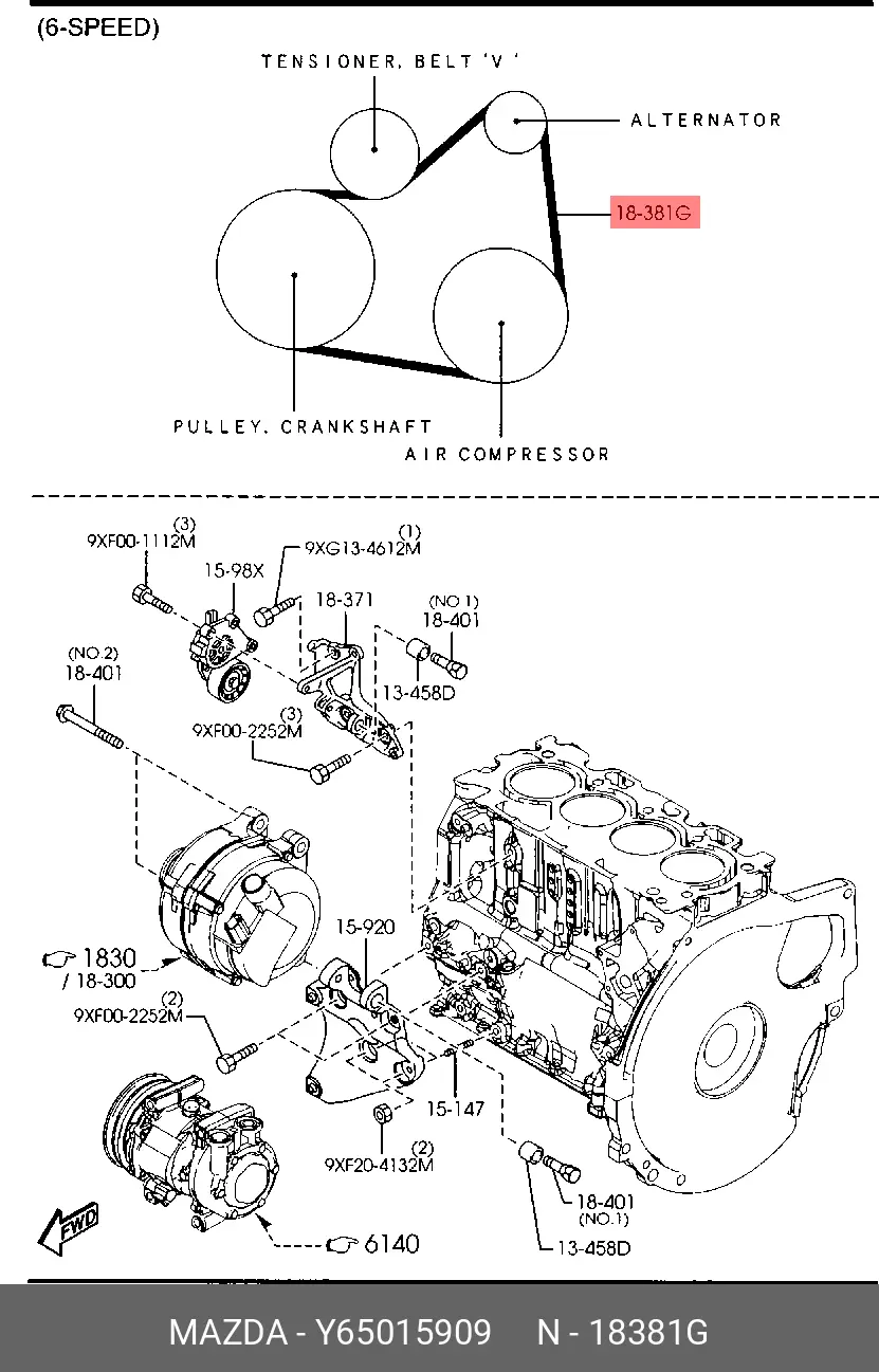 MAZDA Y650-15-909 MULTIRIB BELT