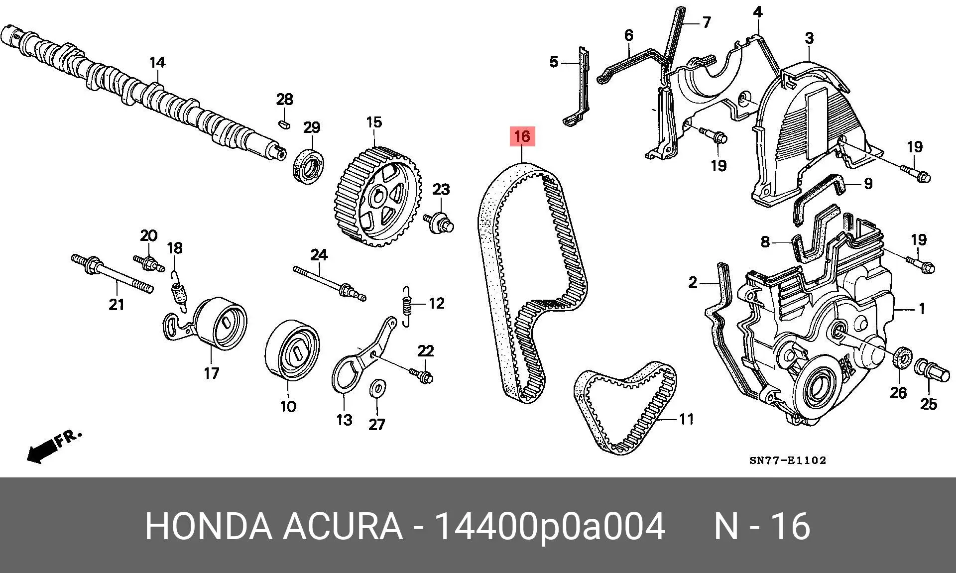 HONDA 14400P0A004 TIMING BELT