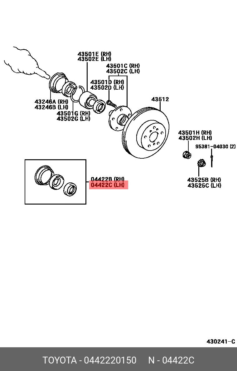 TOYOTA 04422-20150 OIL SEAL, KIT