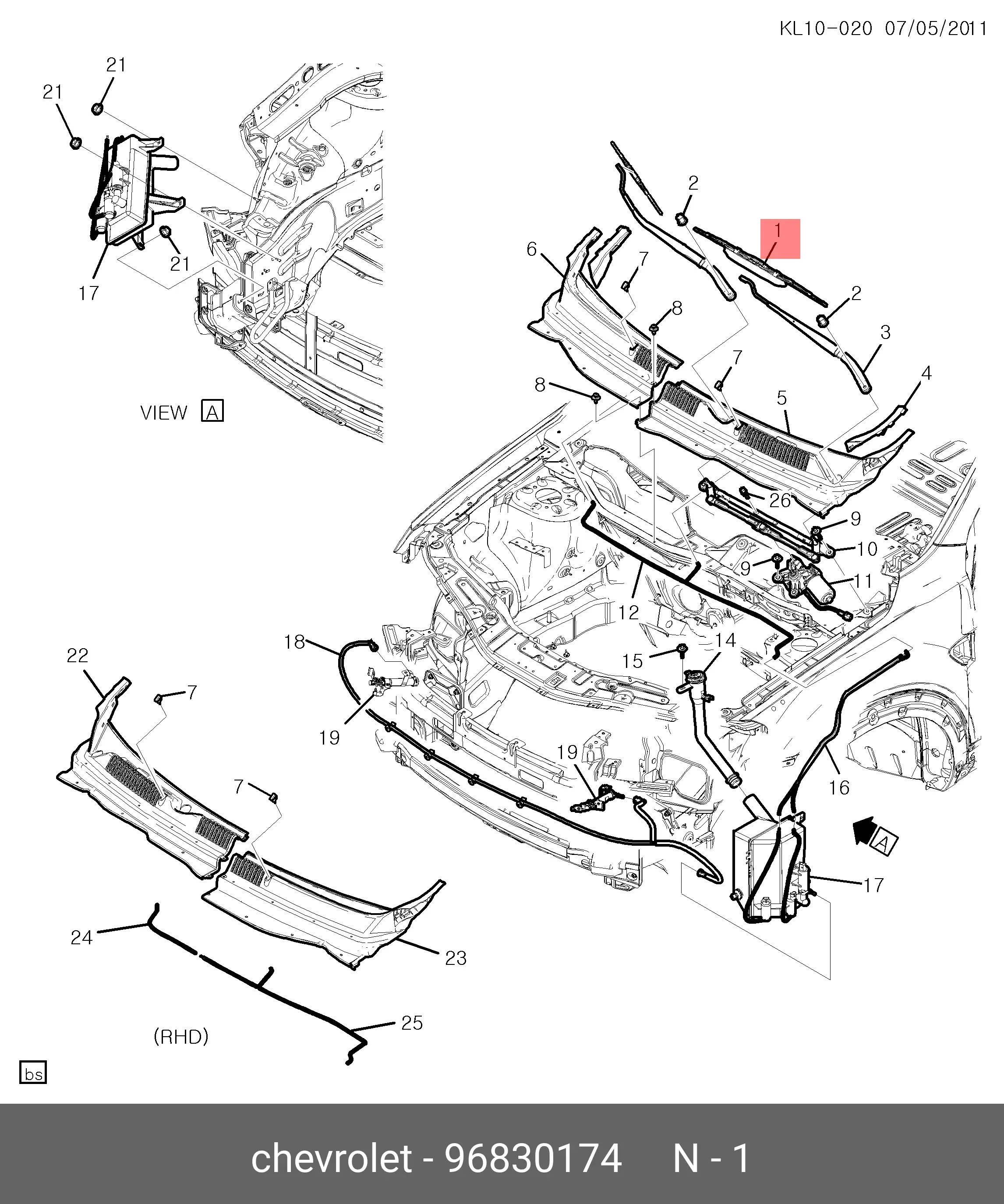 CHEVROLET 96830174 CONVENTIONAL WIPER