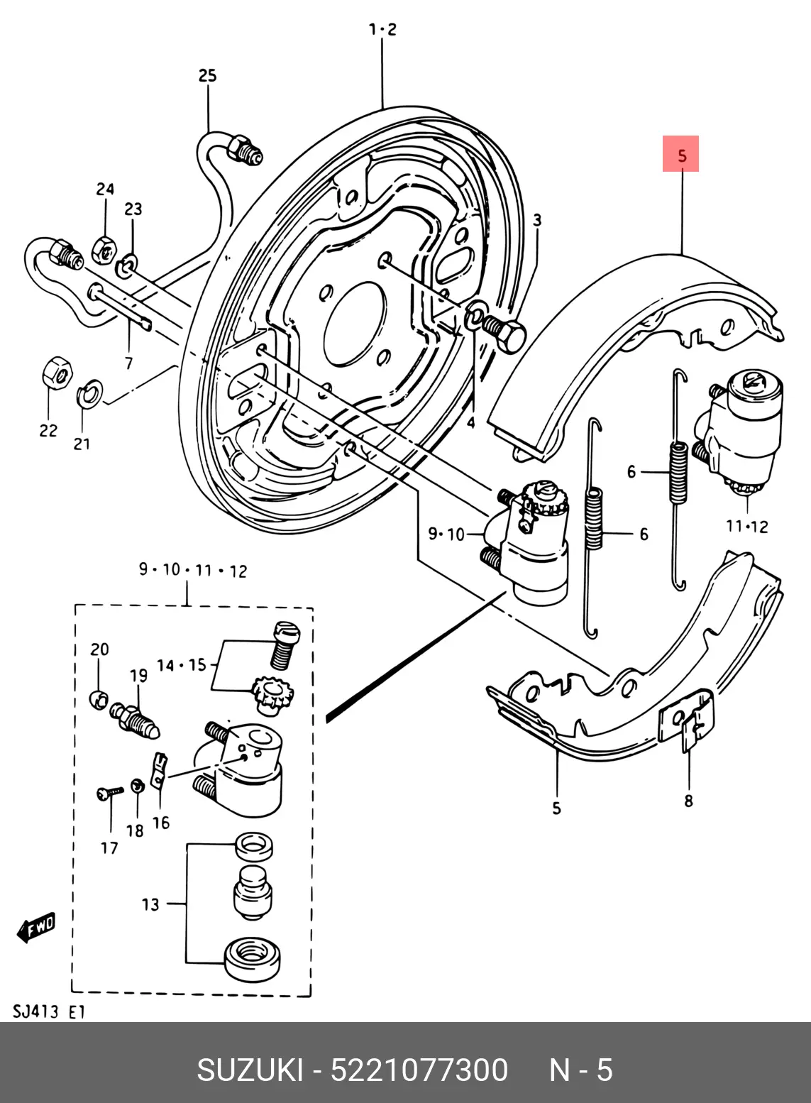 SUZUKI 52210-77300 BRAKE SHOE