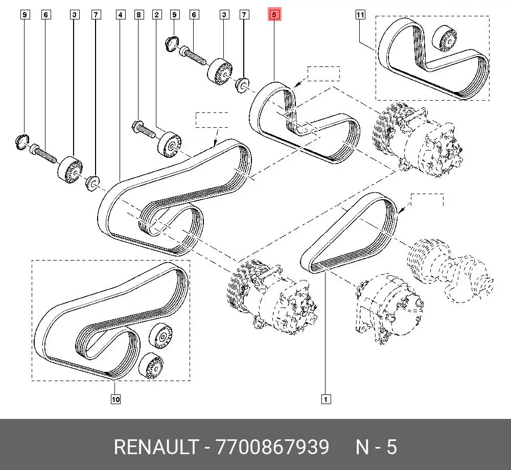 RENAULT 77 00 867 939 MULTIRIB BELT