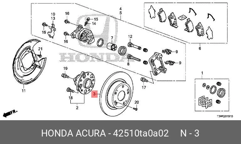 HONDA 42510-TA0-A02 ROTOR DISC