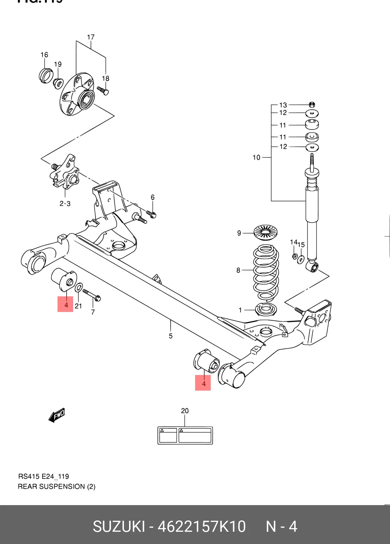 SUZUKI 46221-57K10 BUSH, SUSPENSION