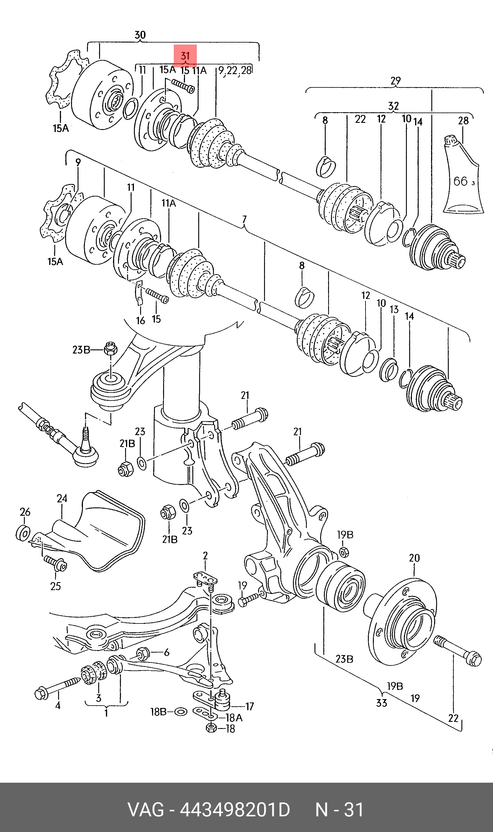 VAG 443 498 201 D DRIVE SHAFT BOOT