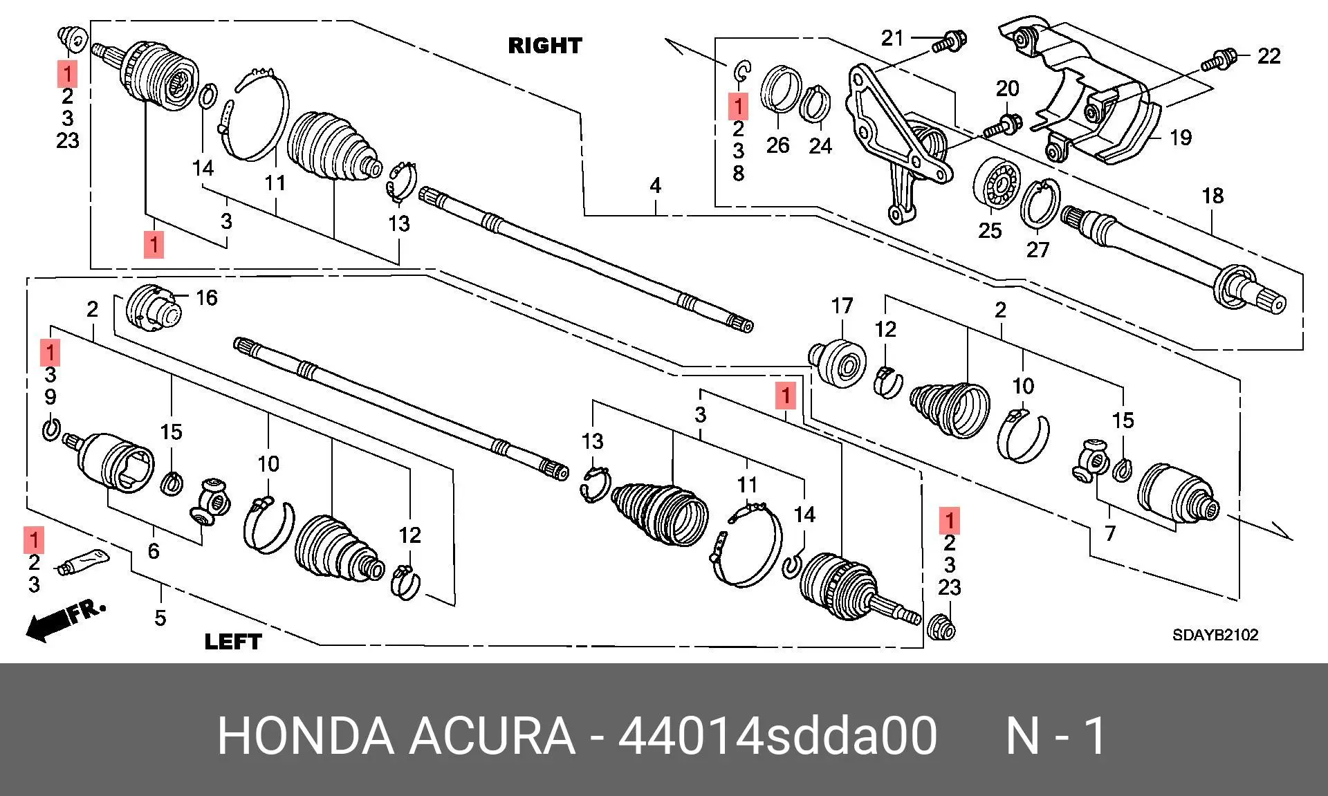 HONDA 44014-SDD-A00 CV-JOINT
