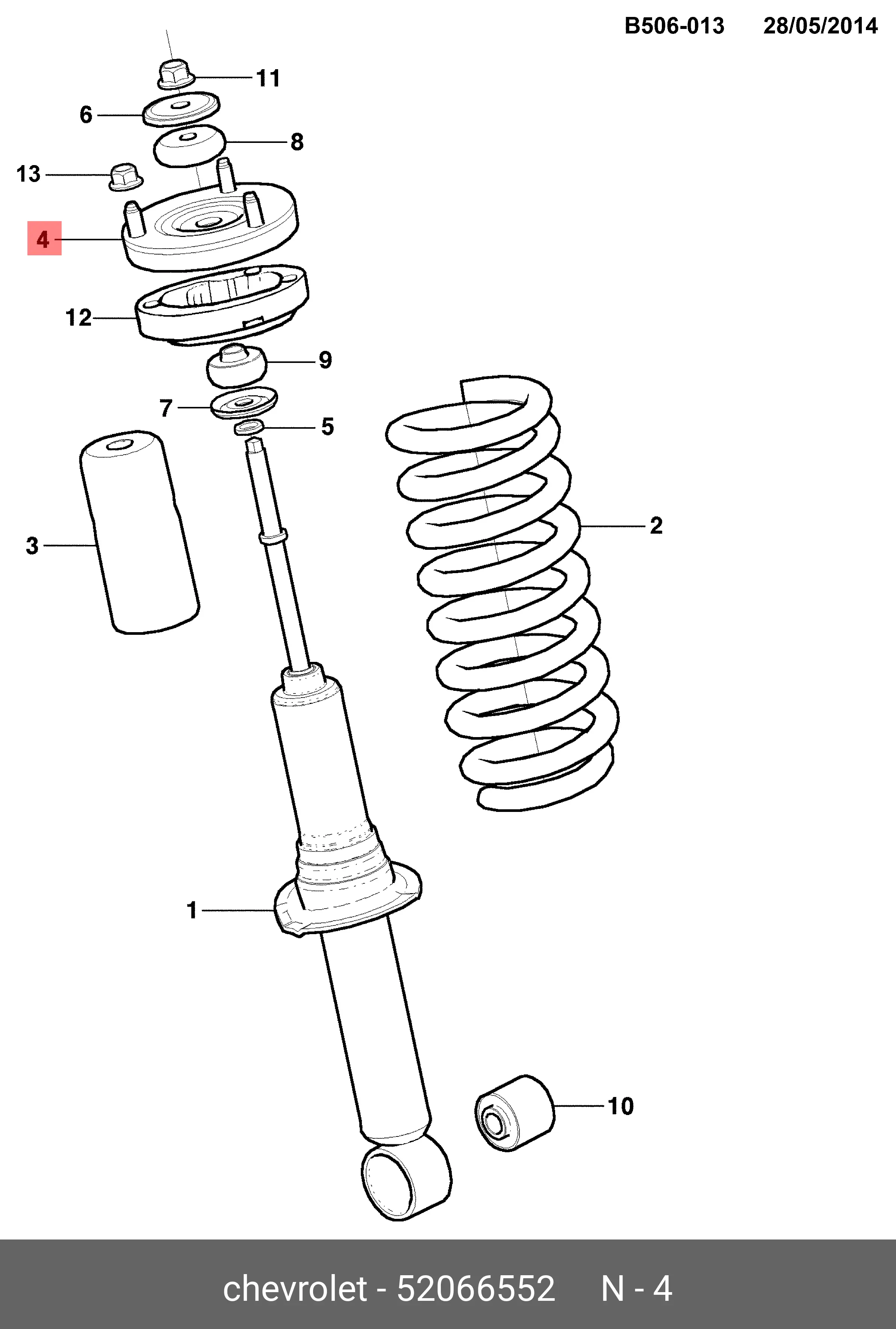 CHEVROLET 52066552 SHOCK ABSORBER MOUNTING