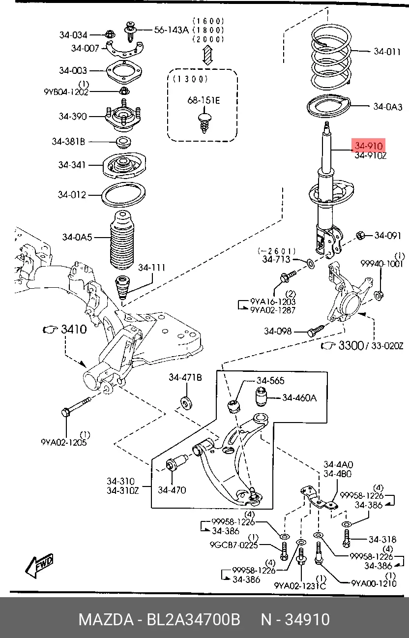 MAZDA BL2A34700B STRUT ASS~Y