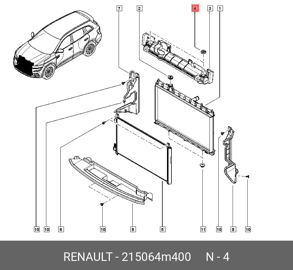 RENAULT 215064M400 RADIATOR MOUNTING