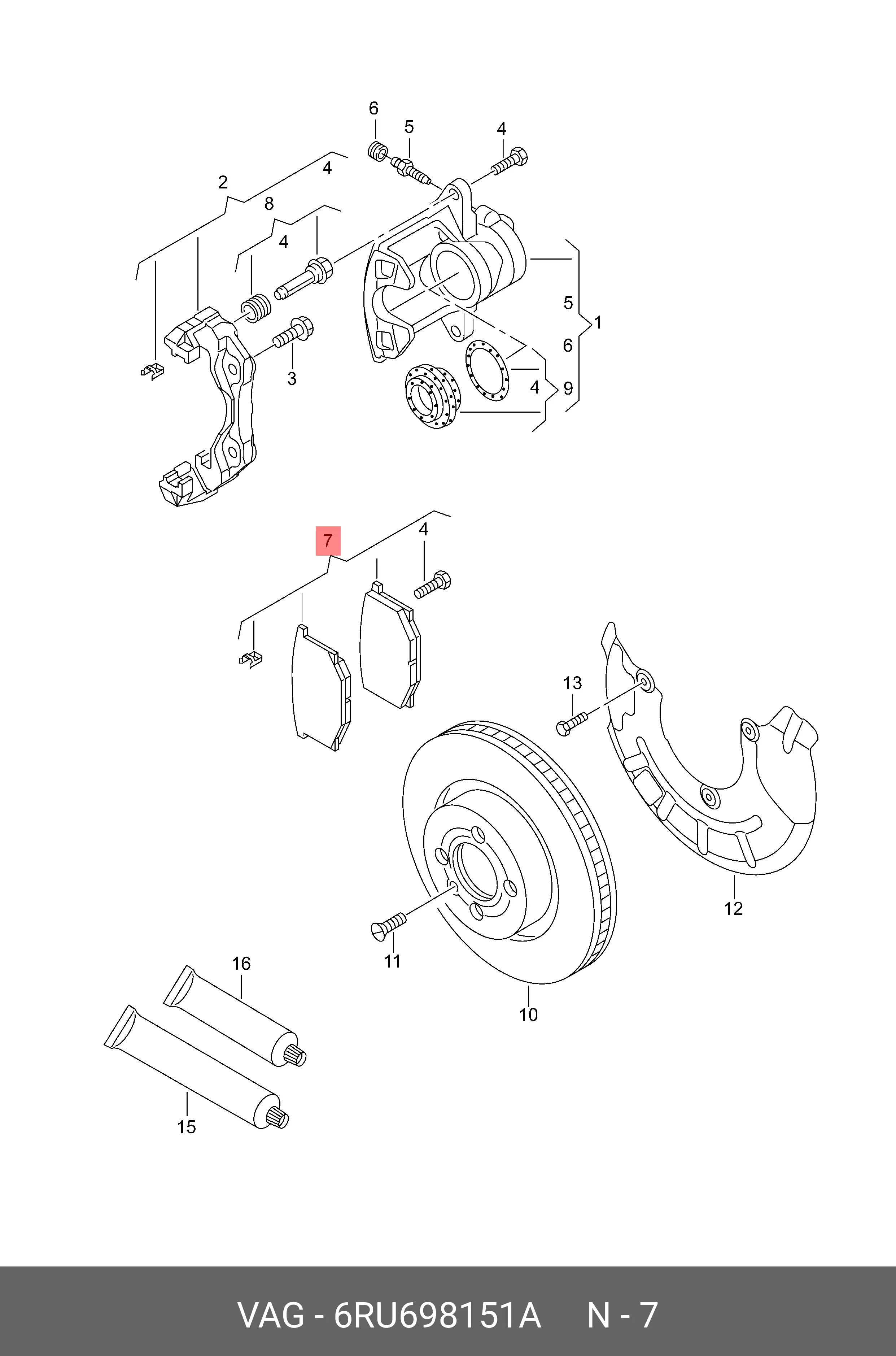 VOLKSWAGEN 6RU698151A BRAKE PADS